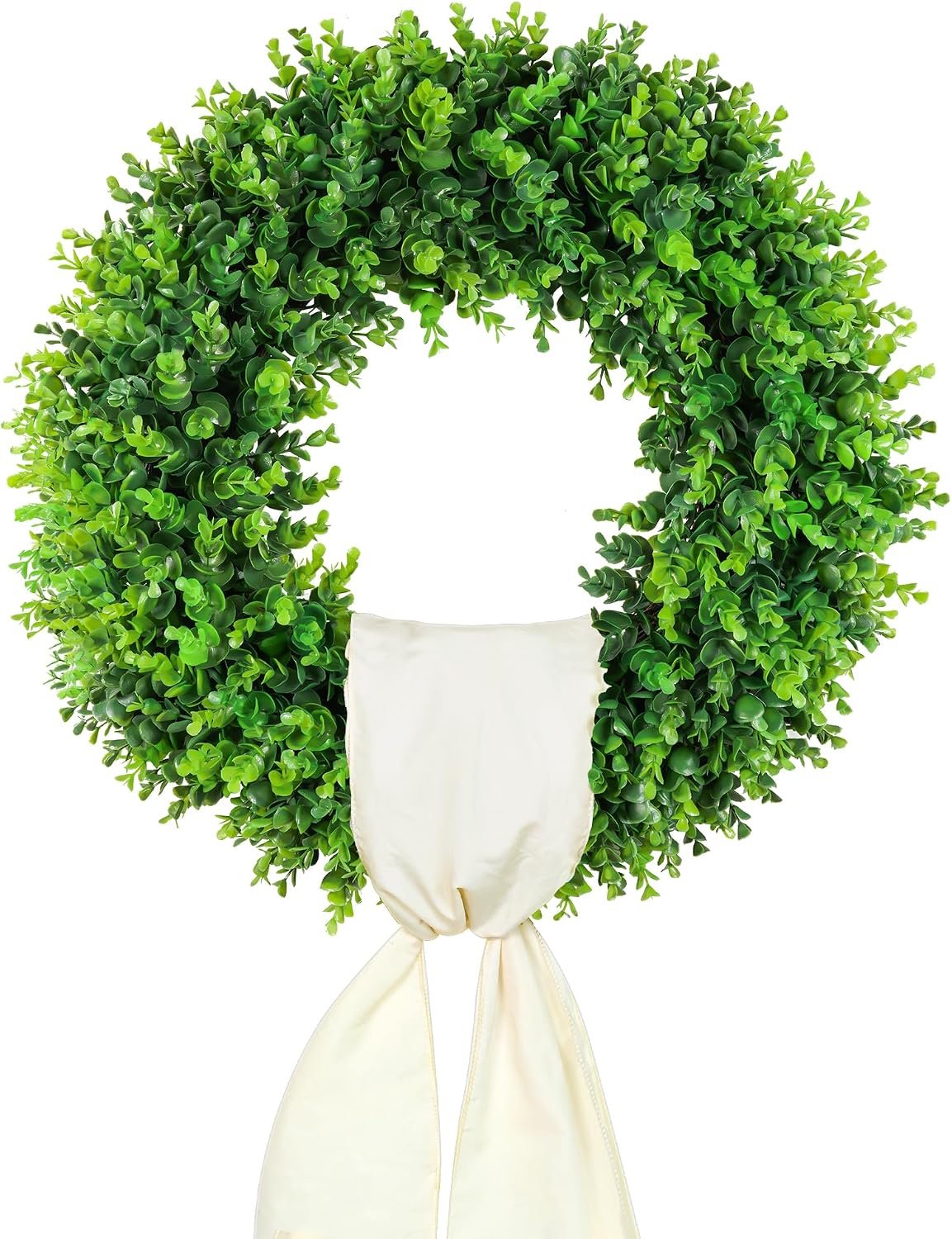 DDHS 20” Boxwood Wreaths Front Door Artificial Spring Wreath. Wreaths for Front Door Farmhouse Wedding Green Year Round Indoor Outdoor for Summer Wreath St Patricks Day Decorations -(Hello Sign)