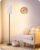 64.6″ Floor Lamp, Pole with Foot Switch, Modern Standing Lamp Lampshade, Minimalist Freestanding Lamp (Bulb Not Included), for Living Room, Bedroom Office ETL Listed, Black and Beige E07LD05